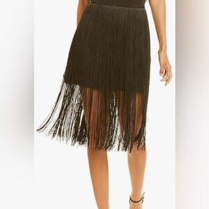 Trina Turk Black Asymmetrical Fringe Skirt